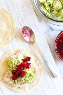 Leftover Thanksgiving turkey is transformed into quick and easy tacos! Just a few ingredients and less than 15 minutes, this is great for a quick lunch or dinner.