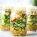 A quick and easy salad in a jar made with shaved Brussels sprouts, chickpeas, marinated artichokes, sun dried tomatoes and Asiago cheese. Perfect to pack for work or anywhere you need a portable lunch on-the-go! To serve you simply shake it up and pour it into a bowl.