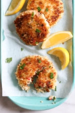 These light, pan-seared shrimp cakes are moist and tender, covered in a crisp panko crust. Serve them with a crisp green salad to make it a meal.