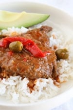 Braised Cubed Steak with Peppers, Onions and Olives is a flavorful, budget-friendly and family friendly dish you can make in the Instant Pot, Slow Cooker or in a pot on the stove.