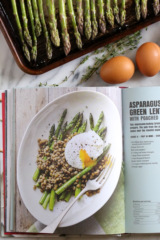 Asparagus and Green Lentils with Poached Egg