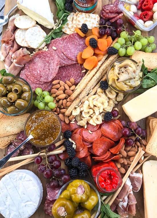 Meat and cheese boards are my go-to for super chill, no stress summer entertaining. You can load them up with all your favorite cheese, cured meats, fruit, nuts and spreads. Add some wine and baguettes and you have yourself a meal.