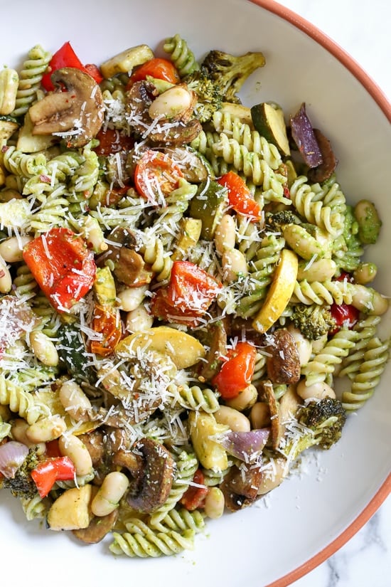 One bite of this Pasta and Beans recipe with Balsamic Roasted Veggies and you'll want to make it all summer long!