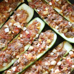 These Stuffed Zucchinis, which are low-carb, Whole30, Keto, gluten-free, dairy-free and Paleo, are inspired from a Colombian dish, Pepino Rellenos which I fell in love with when I was there many years ago.