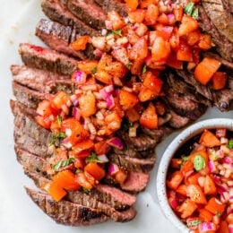 Grilled Steak With Tomatoes, Red Onion and Balsamic