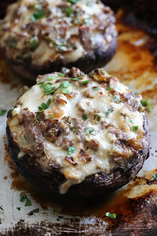 It doesn't get much better than a low-carb, Philly Cheesesteak Stuffed in a Portobello Mushroom! Steak and mushrooms work so well together, so why not make stuff them with this cheesy deliciousness!