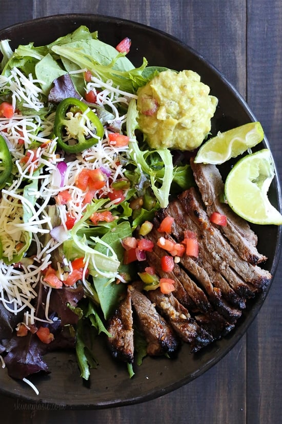 This Carne Asada steak salad is made with everything I love – juicy steak, pico de gallo, Monterey Jack cheese and guacamole. Inspired by my favorite taco salad, it's quick, tasty, low-carb and high in protein which fills you up and leaves you satisfied.