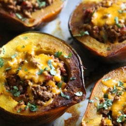 What happens when you stuff an acorn squash with turkey chili? You have an edible bowl that's not just good for you, it tastes great too!