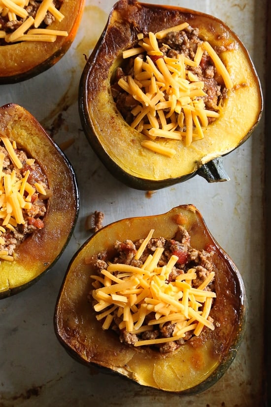 What happens when you stuff an acorn squash with turkey chili? You have an edible bowl that's not just good for you, it tastes great too! 