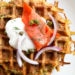 These veggie-packed latkes, are not your traditional latkes, they’re made with shredded potatoes, carrots, zucchini and bell pepper, and they are cooked in a waffle iron so there’s no need to fry! Top them with sour cream, lox and capers or with apple sauce on the side.