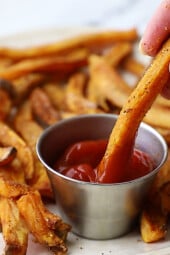 sweet potato fries with ketchip