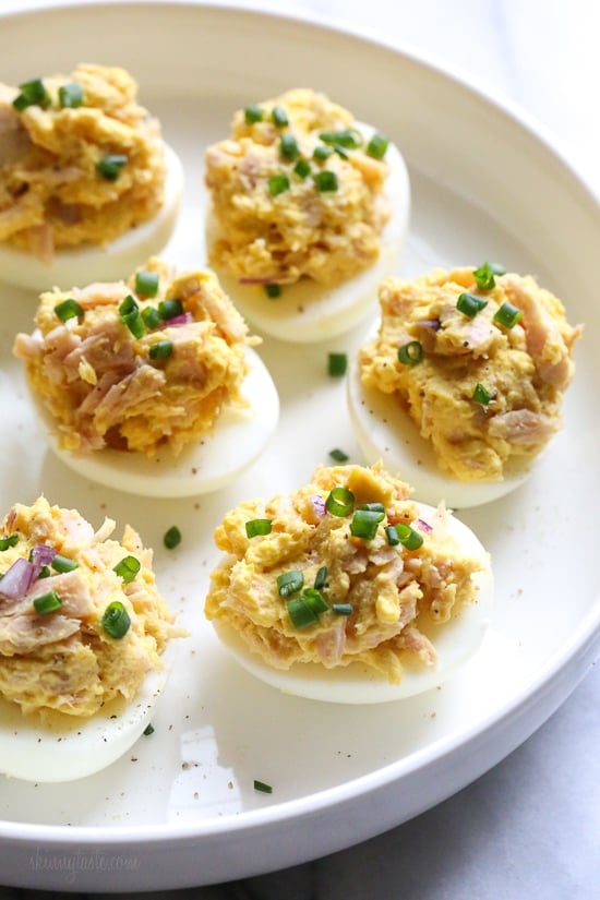 These Tuna Stuffed Deviled Eggs are perfect to pack for lunch or serve as an appetizer!
