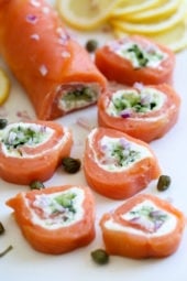 These elegant smoked salmon pinwheels are perfect if you want to enjoy lox without the bagels for a low-carb, keto appetizer.
