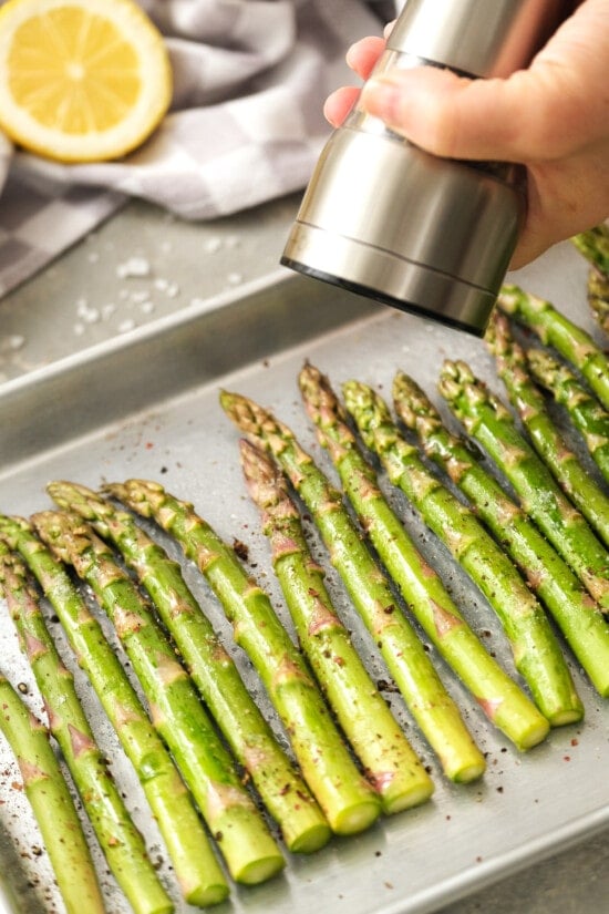 season asparagus with salt and pepper