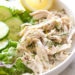 This simple, healthy chicken salad is made with breast meat from a cooked rotisserie chicken, fresh lemon and dill. Fast and easy, and perfect for all diets including low-carb, keto, Whole30, Paleo, gluten-free and of course, Weight Watchers.