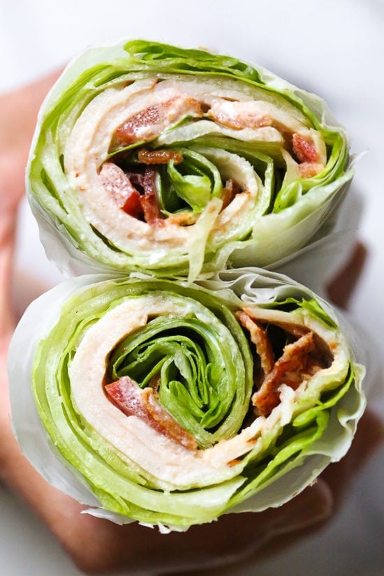 The Chicken Club Lettuce Wrap Sandwich is a low-carb (keto) lunch idea that replaces wheat wraps with lettuce wraps. Only 5 ingredients and less than 10 minutes to make!