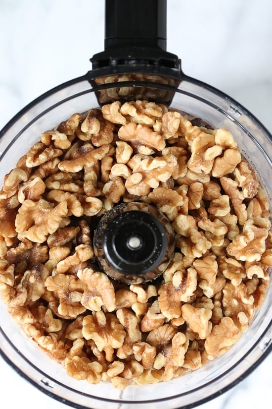 Homemade nut butter is so simple to make, just two ingredients (nuts and salt)! Simply toast the nuts then put them in the food processor. Here I made nut butter three ways; almond butter, walnut butter and pecan butter but any tree nut would work.