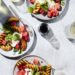 Although burrata—a fresh cheese made with mozzarella and cream—is undeniably the star of this light summer salad, the juicy grilled peaches and refreshing watermelon are pretty hard to resist.