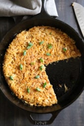 These crisp, perfectly cooked homemade hash browns are made in a skillet, with shredded potatoes, scallions and seasoning for the perfect breakfast side dish to go with your morning eggs.