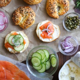 Setting up a bagel bar is the perfect fuss-free breakfast or brunch solution for easy entertaining!