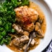 Braised Chicken Thighs with Mushrooms and Leeks is the perfect cold weather comfort food.