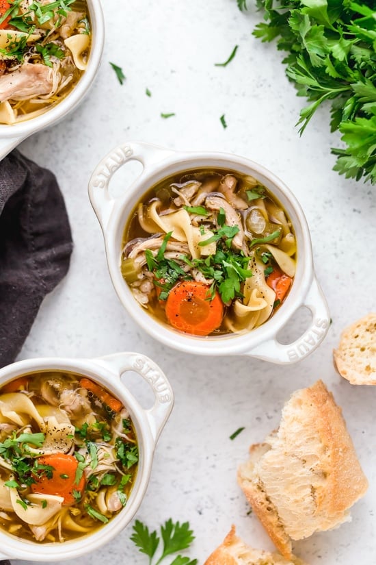 This quick and easy homemade Classic Chicken Noodle Soup recipe can be made in a pot on the stove or the Instant Pot.