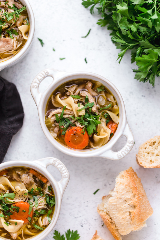 This quick and easy homemade Classic Chicken Noodle Soup recipe can be made in a pot on the stove or the Instant Pot.