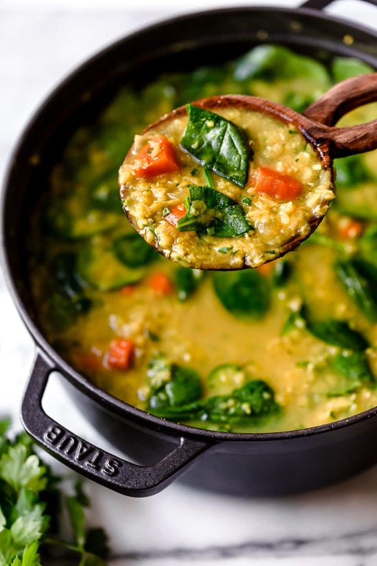 Red Lentil Soup With Spinach