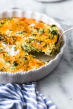 Broccoli and cheese is one of my favorite quiche combinations! This low-carb Crustless Broccoli Cheddar Quiche is light and delicious, perfect for breakfast or brunch (or even a light dinner)!