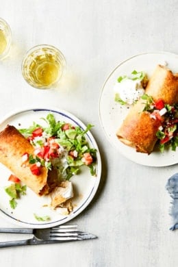 Chimichangas, deep-fried burritos popular in Tex-Mex cuisine, are seriously delicious, but usually dripping in grease and loaded with calories. These lighter chicken, green chile, and pepper Jack cheese Chimichangas are a much healthier twist on the classic.