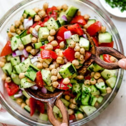 Chickpea Salad with tomatoes and cucumbers