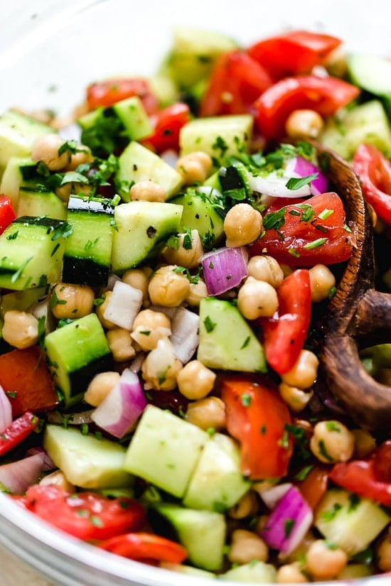 Chickpea Salad with Cucumbers and Tomatoes - Skinnytaste