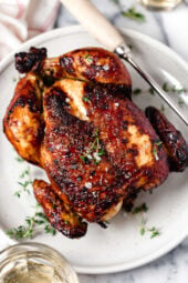 This Buttermilk-Marinated Air Fryer Whole Roasted Chicken comes out unbelievably juicy and delicious, and it's so easy to make, just 3 ingredients!