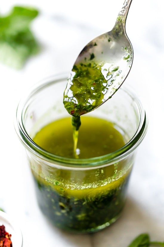 Making basil oil is so simple and the end result is so amazing, trust me you’ll want to drizzle it all over your chicken, fish, tomatoes, vegetables or just eat it with some crusty bread! 