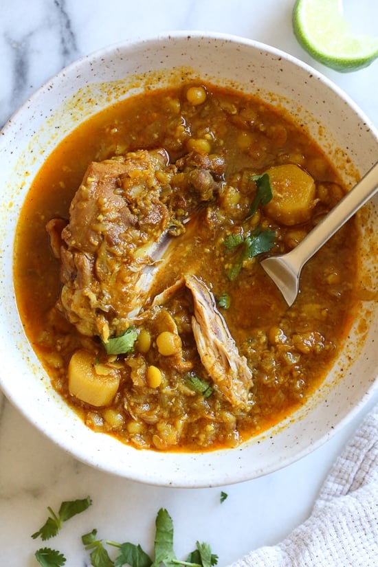 Chicken Dal Curry is a comforting Burmese stew made with yellow lentils, chicken, ginger, turmeric, curry and spices.