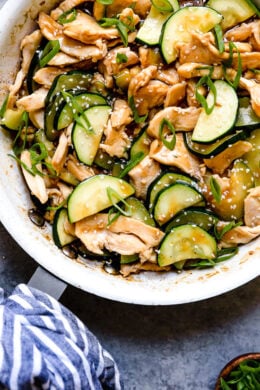 This quick Chicken and Zucchini Stir Fry is delicious, made with chicken breast, zucchini and an easy stir fry sauce.