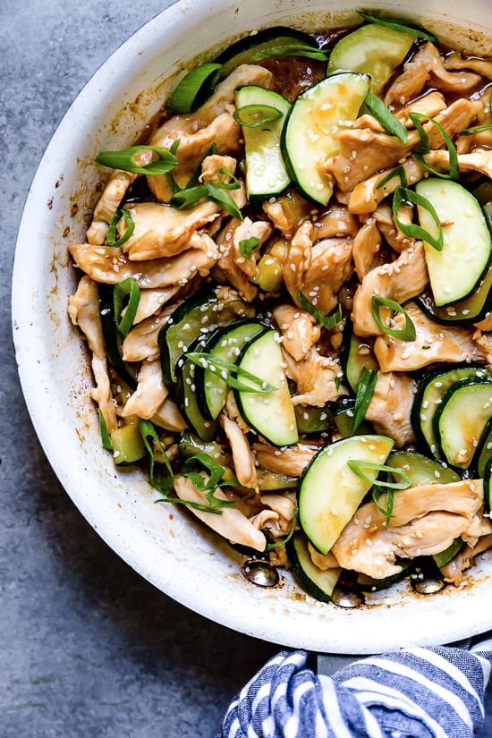 This quick Chicken and Zucchini Stir Fry is made with chicken breast, zucchini and an easy stir fry sauce.