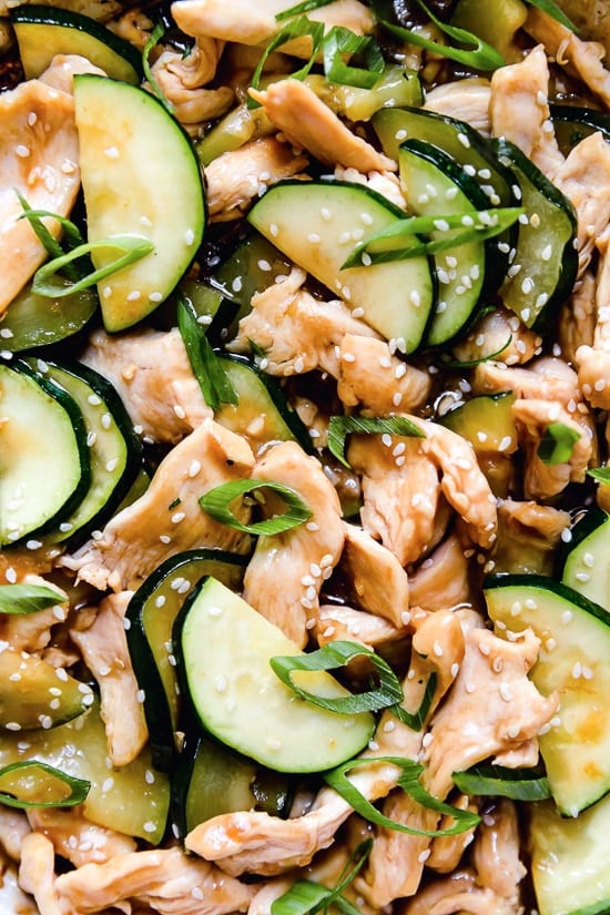 This quick Chicken and Zucchini Stir Fry is made with chicken breast, zucchini and an easy stir fry sauce.