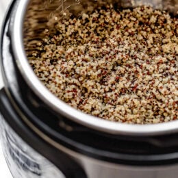Cooked quinoa inside the Instant Pot.
