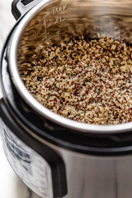A foolproof method for making perfect, fluffy quinoa in the Instant Pot for adding to salads, bowls and so much more.