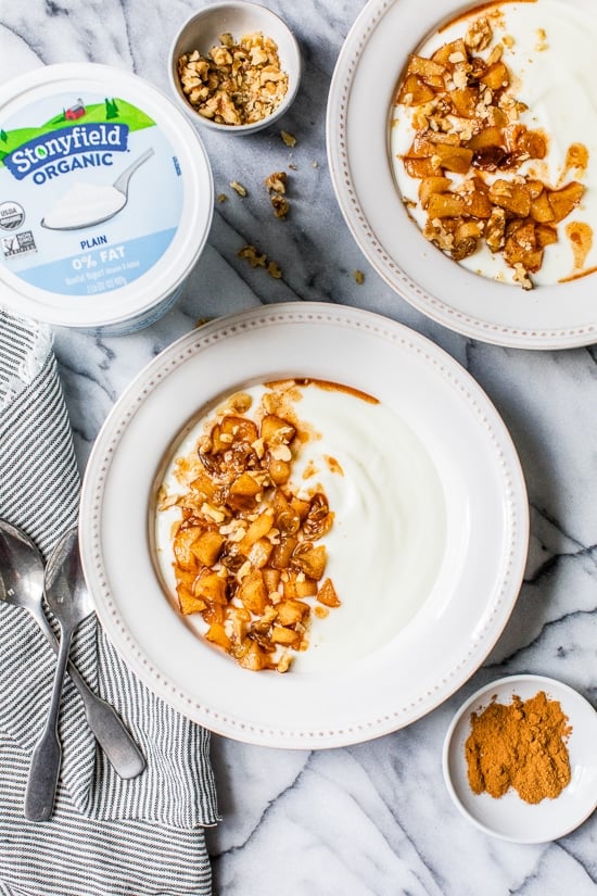 These Cinnamon Apple Yogurt Bowls are like having apple pie for breakfast, without the crust!