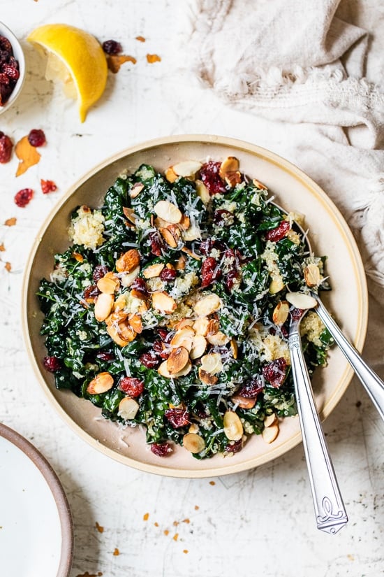 Kale Salad with Quinoa and Cranberries