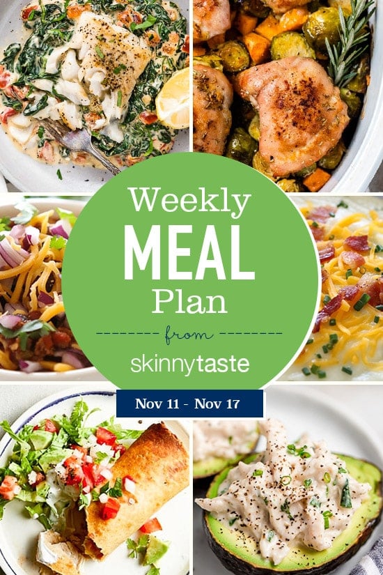 A free 7-day flexible weight loss meal plan including breakfast, lunch and dinner and a shopping list. All recipes include calories and WW SmartPoints.