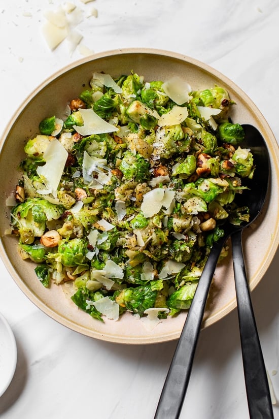 Cacio e Pepe Brussels Sprouts swaps out pasta for shredded Brussels sprouts in this low-carb take on the Italian classic. Cacio e pepe translates from Italian to cheese and pepper and traditionally is served as a pasta dish.