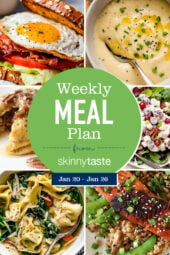 A free 7-day flexible weight loss meal plan including breakfast, lunch and dinner and a shopping list. All recipes include calories and updated WW Smart Points.