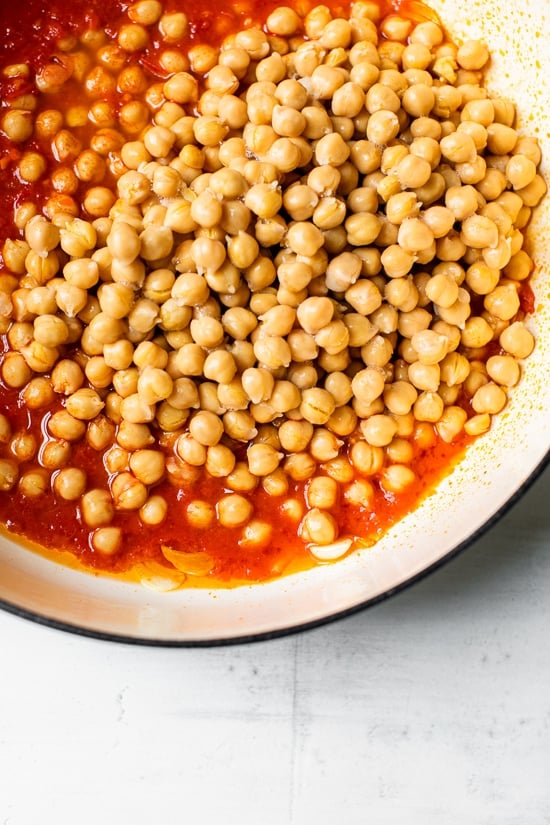 Cooking with canned chickpeas.