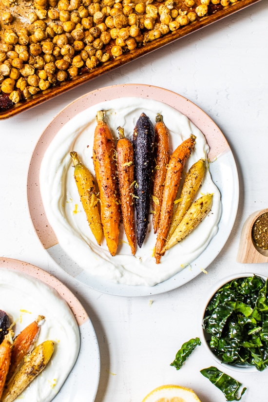 how to make roasted carrots and chickpeas