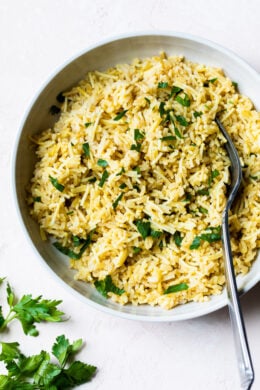 This simple rice pilaf with brown rice and angel hair pasta is a healthy, homemade version of Rice-A-Roni that makes the perfect side dish.