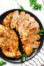 Image of Two Juicy Air Fryer Chicken Breasts on a plate