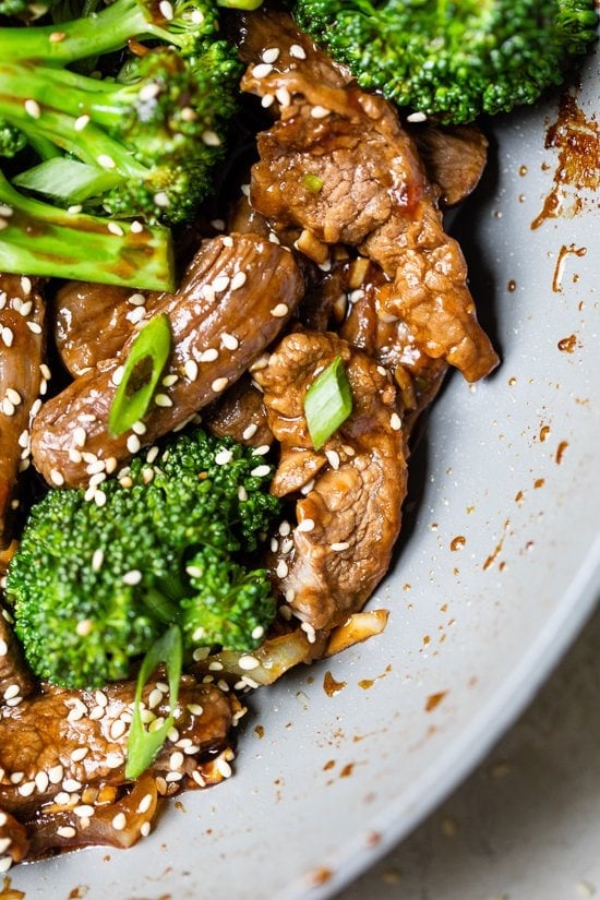 Broccoli Beef in a wok